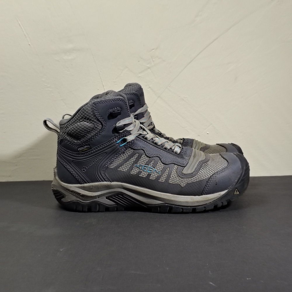 KEEN Boots Womens 8 Grey Utility Lansing Mid Waterproof Steel Toe Work Hiking EH